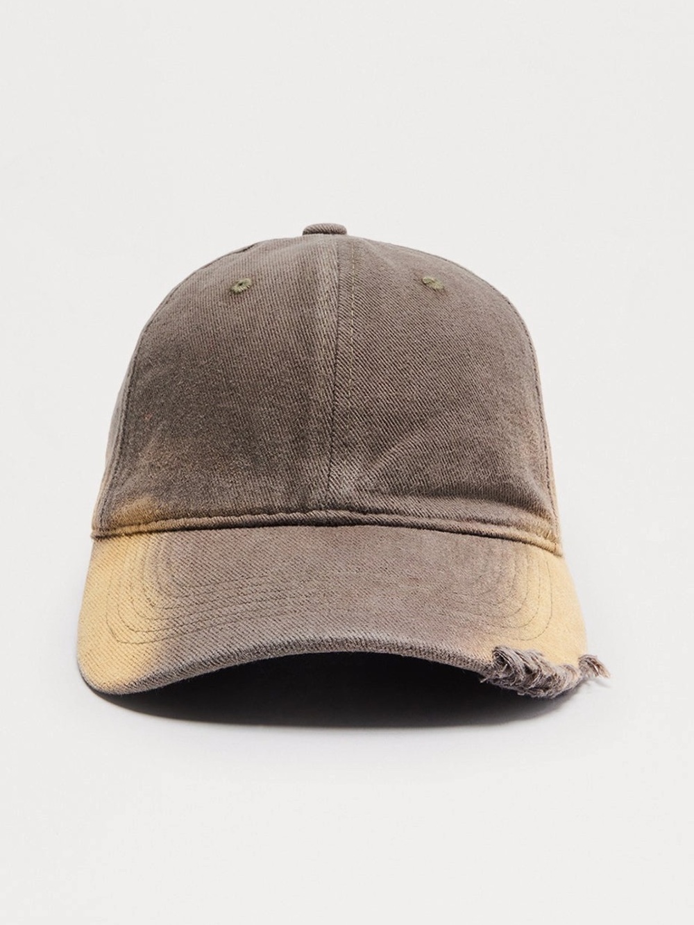 3/25$Washed Two-Tone Baseball Cap in Brown and Mustard